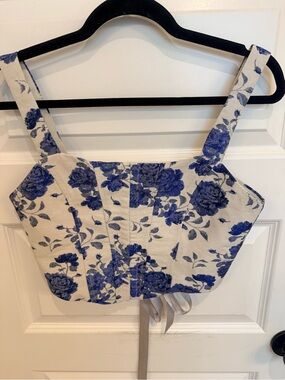 Windsor Blue Floral Corset Crop Top